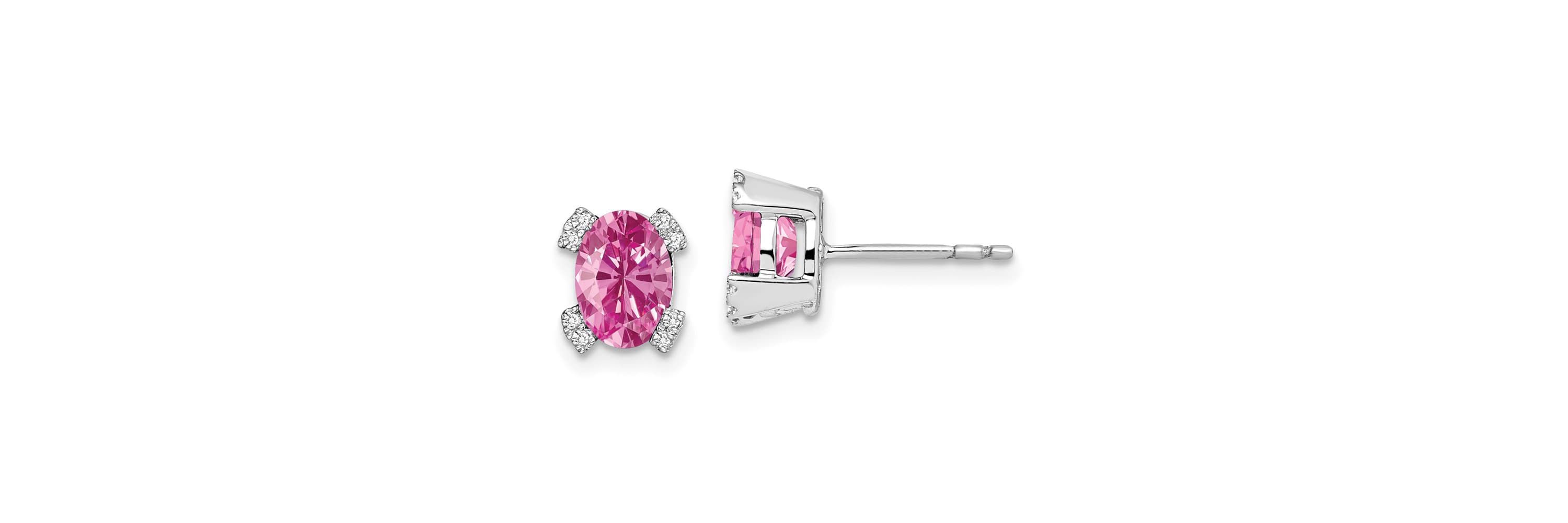 1.285 ct. t. w. Lab Created Sapphire and Diamond Accent Earrings in 14K White Gold
