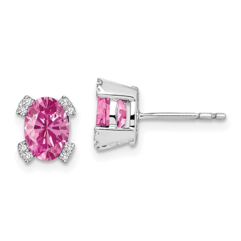 1.285 ct. t. w. Lab Created Sapphire and Diamond Accent Earrings in 14K White Gold