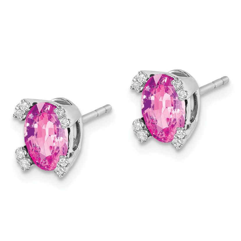 1.285 ct. t. w. Lab Created Sapphire and Diamond Accent Earrings in 14K White Gold