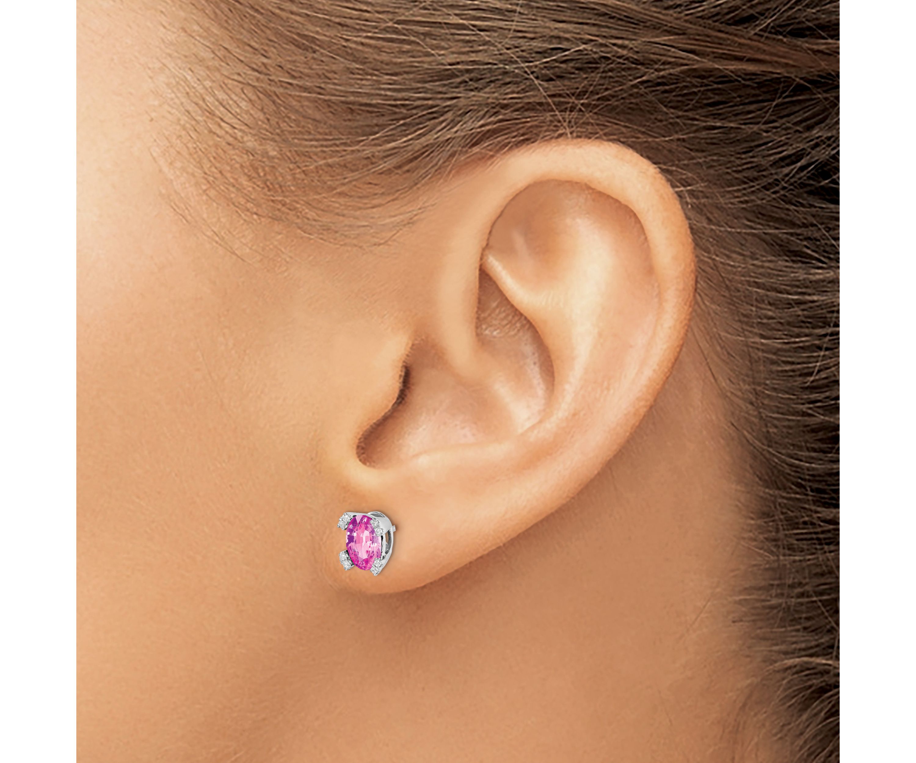 1.285 ct. t. w. Lab Created Sapphire and Diamond Accent Earrings in 14K White Gold