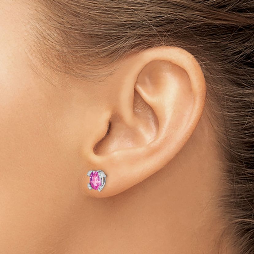 1.285 ct. t. w. Lab Created Sapphire and Diamond Accent Earrings in 14K White Gold
