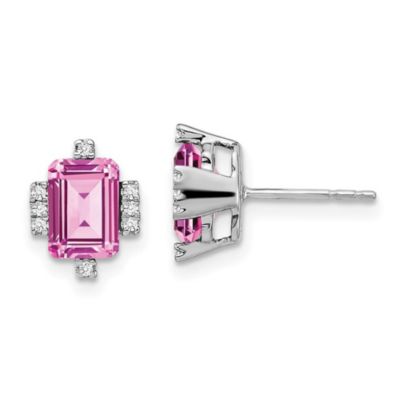 Belk & Co 1.65 ct. t. w. Lab Created Sapphire and Diamond Accent Earrings in 14K White Gold