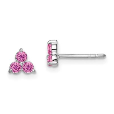 Belk & Co 1/3 ct. t.w. Lab Created Sapphire Triangle Earrings in 14K White Gold, Pink