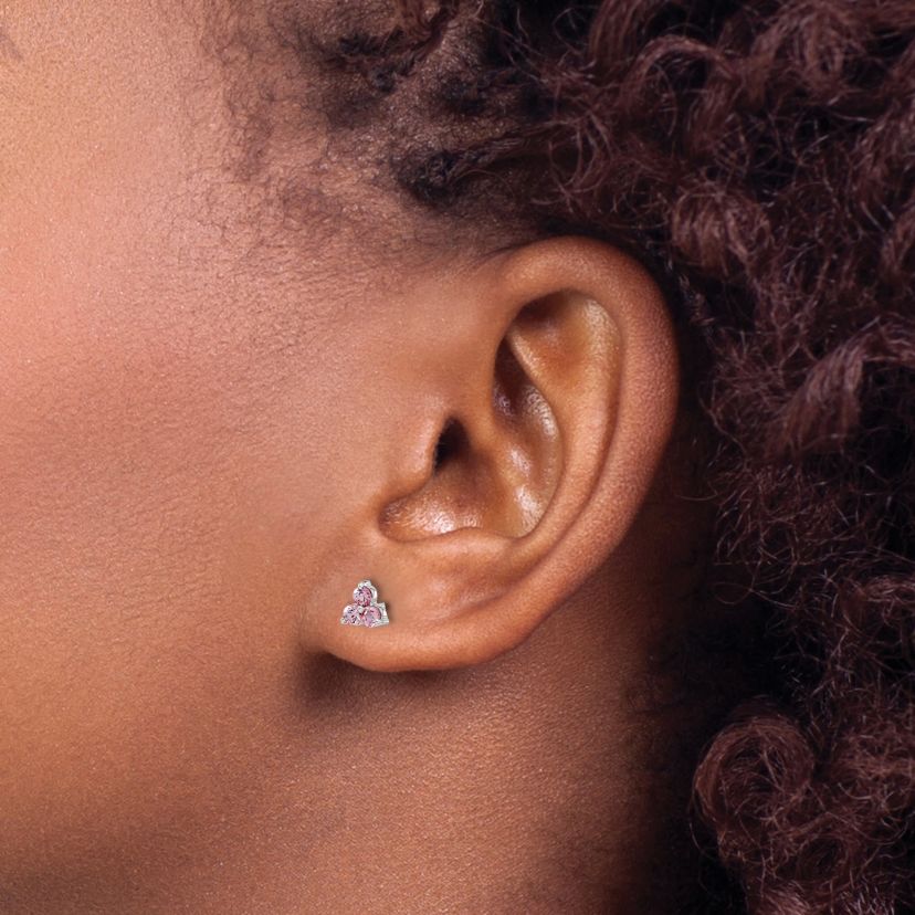 1/3 ct. t.w. Lab Created Sapphire Triangle Earrings in 14K White Gold