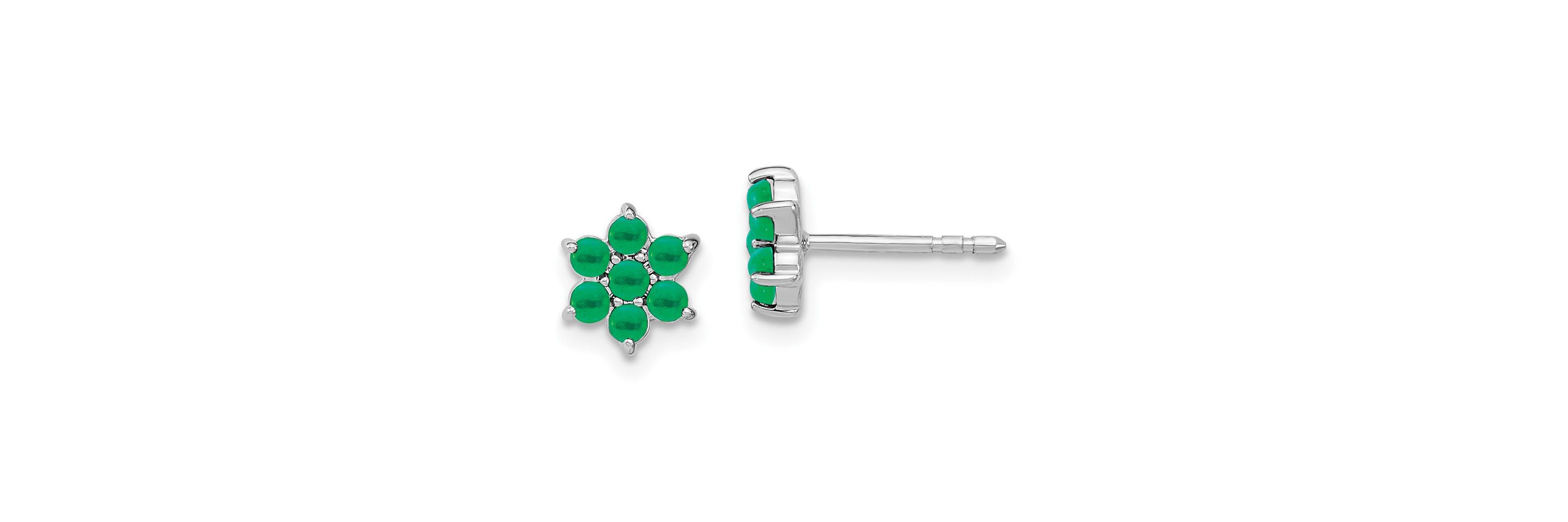 1.162 ct. t.w. Emerald Floral Post Earrings in 14K White Gold