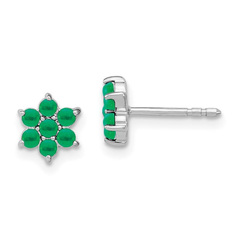 1.162 ct. t.w. Emerald Floral Post Earrings in 14K White Gold