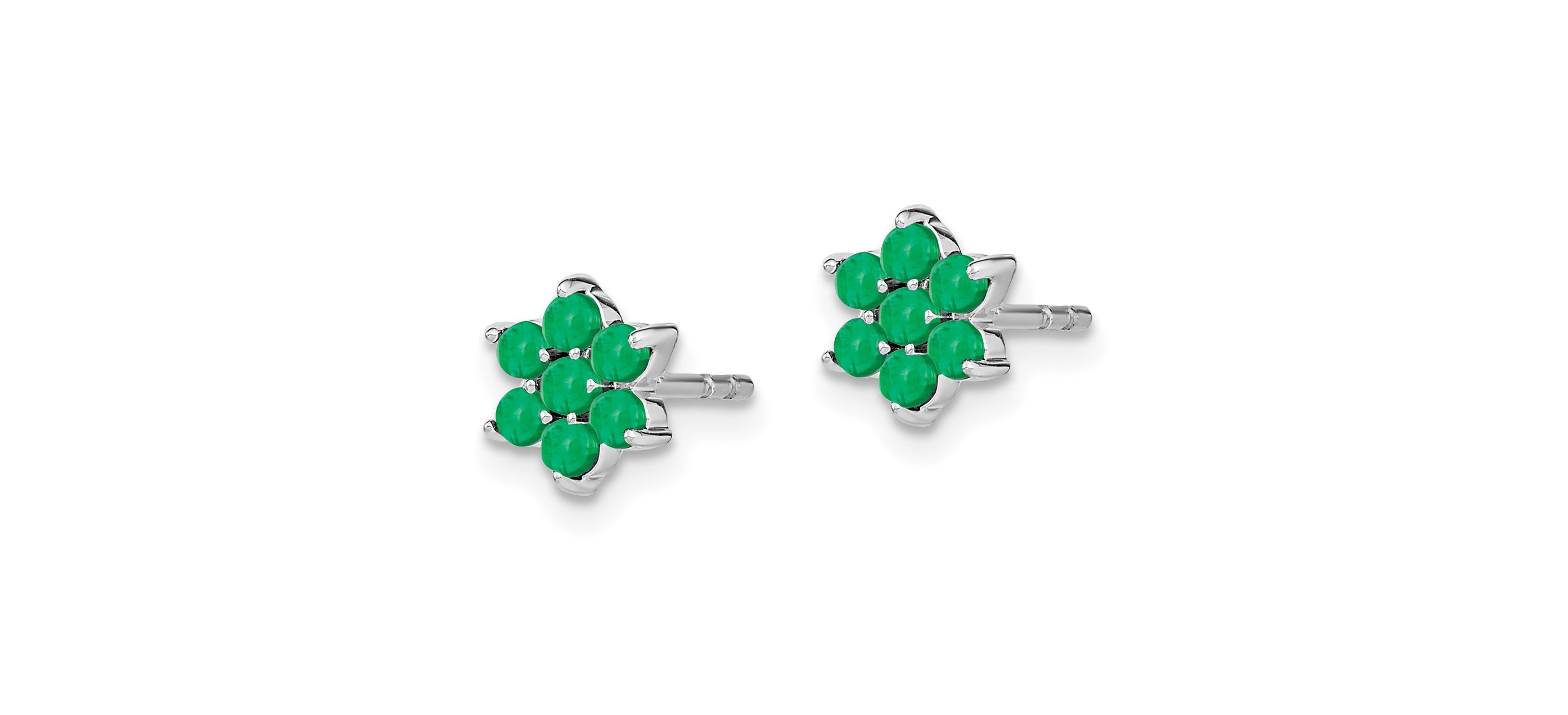 1.162 ct. t.w. Emerald Floral Post Earrings in 14K White Gold