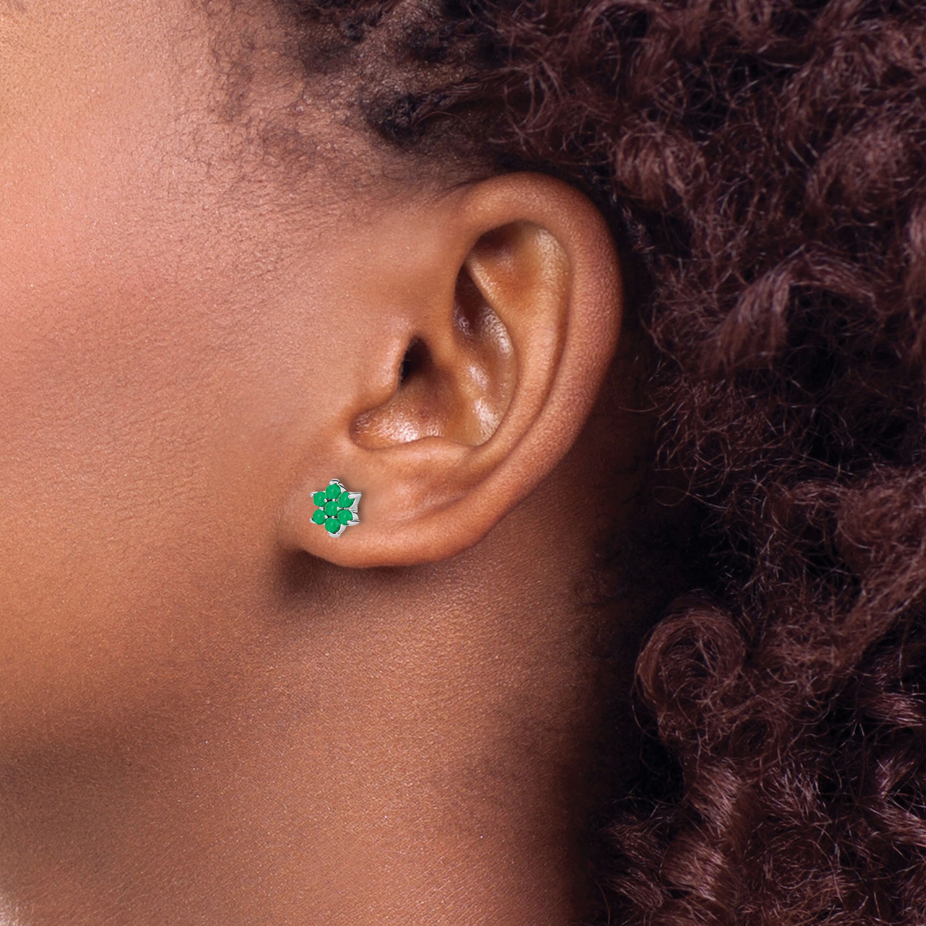 1.162 ct. t.w. Emerald Floral Post Earrings in 14K White Gold