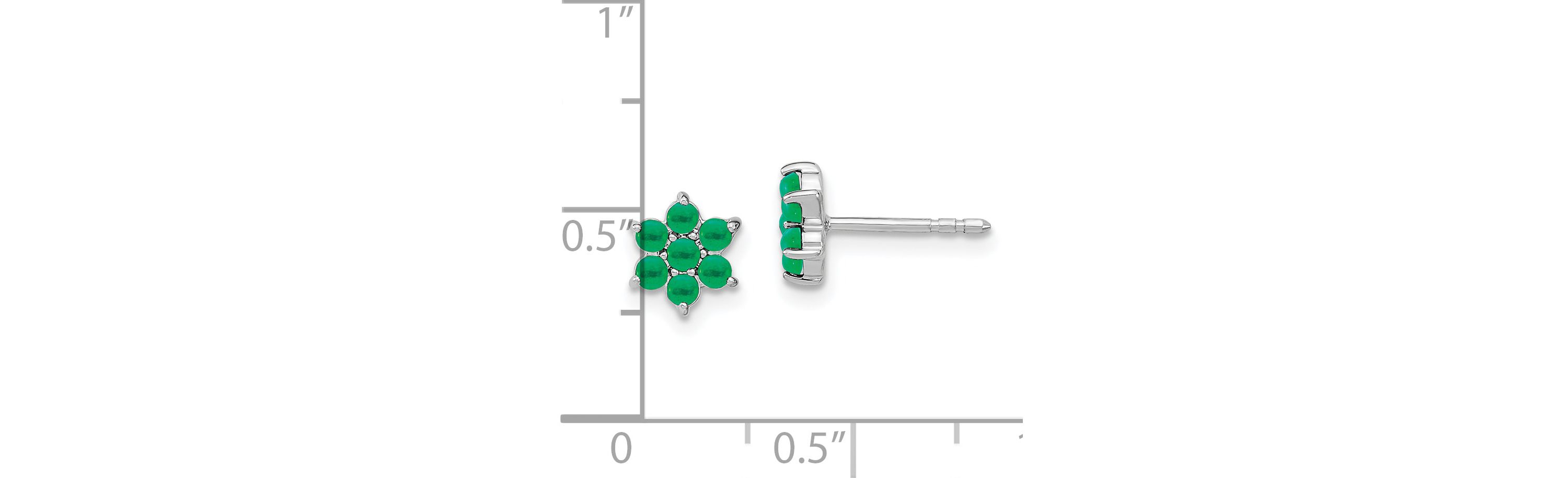 1.162 ct. t.w. Emerald Floral Post Earrings in 14K White Gold