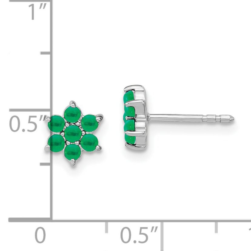 1.162 ct. t.w. Emerald Floral Post Earrings in 14K White Gold