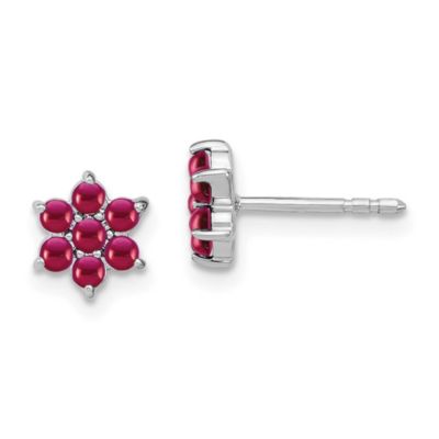 Belk & Co 1.162 ct. t.w. Ruby Floral Post Earrings in 14K White Gold