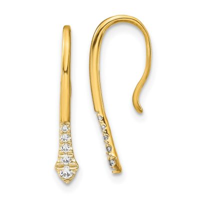 Belk & Co Lab Created 1/8 ct. t.w. Diamond Drop Wire Earrings in 14K Yellow Gold