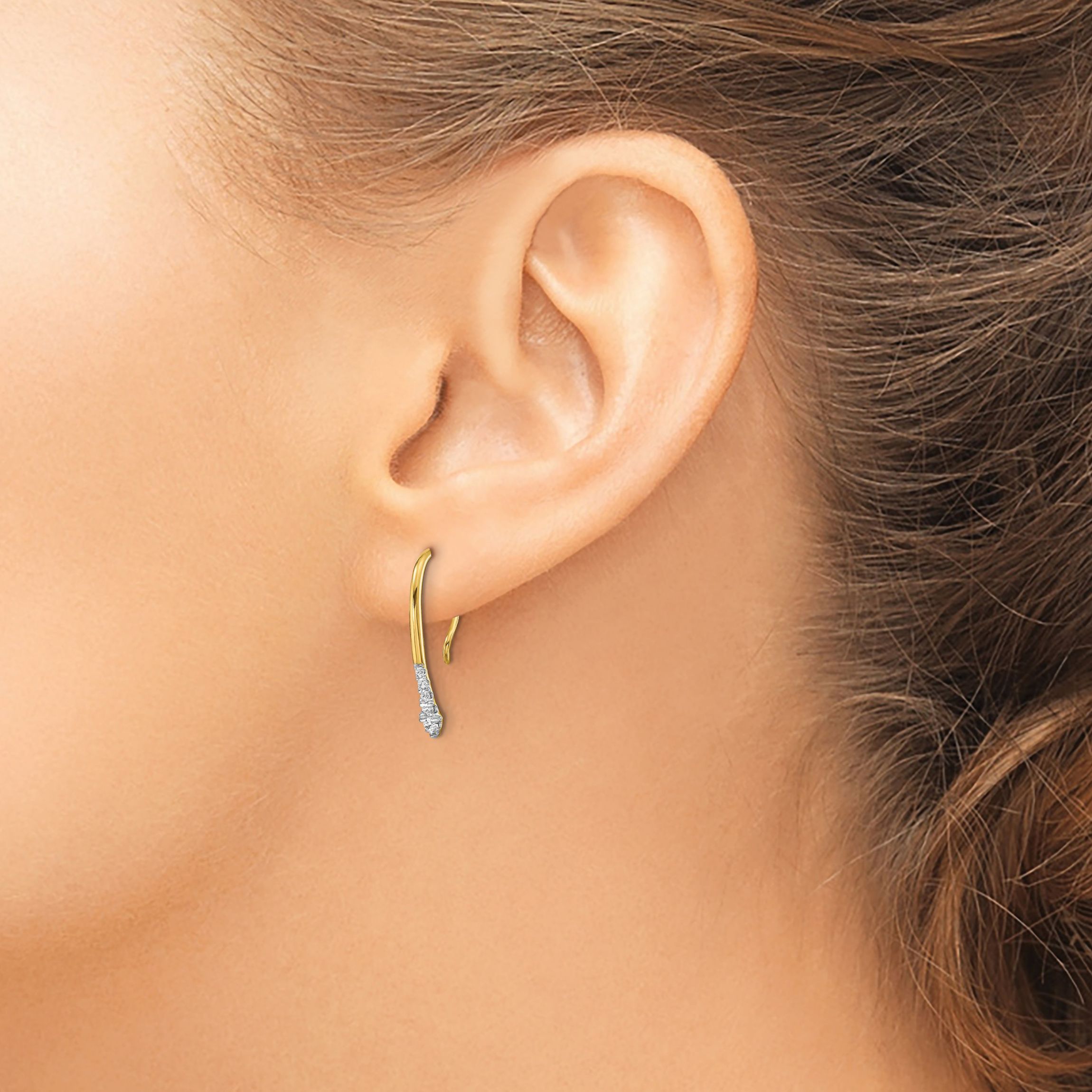 Lab Created 1/8 ct. t.w. Diamond Drop Wire Earrings in 14K Yellow Gold