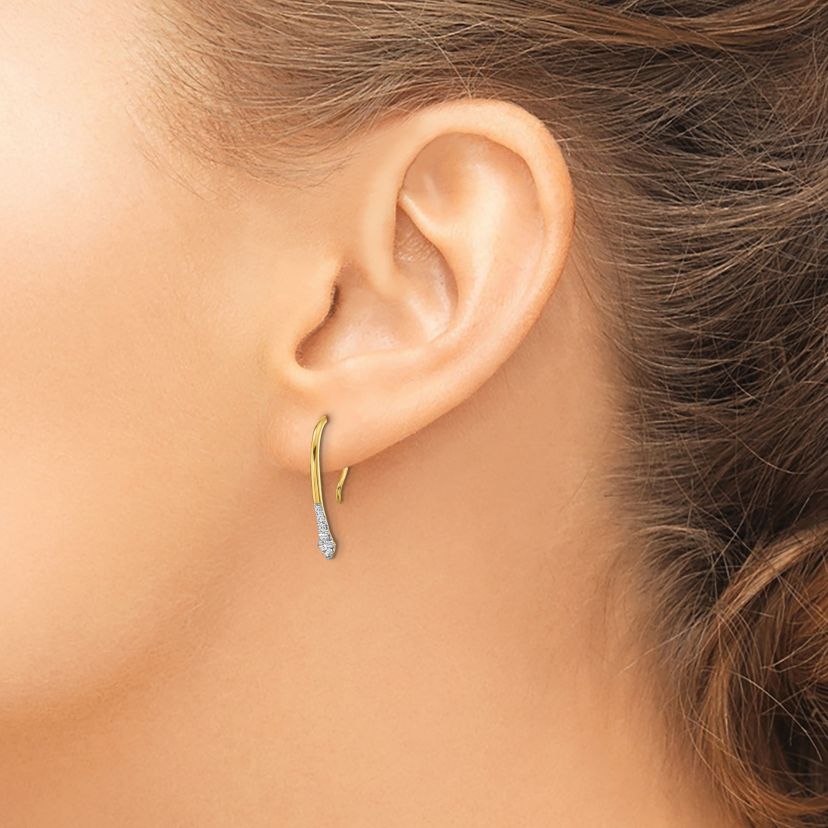 Lab Created 1/8 ct. t.w. Diamond Drop Wire Earrings in 14K Yellow Gold
