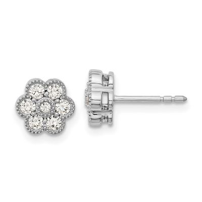 Belk & Co Lab Created 1/2 ct. t.w. Lab Grown Diamond Floral Post Earrings in 14K White Gold