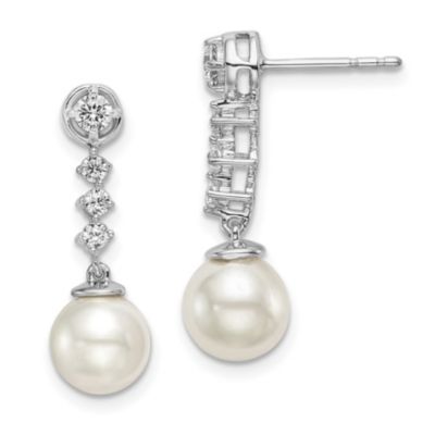 Belk & Co 1/3 ct. t.w. Diamond and 6-7mm Button Freshwater Cultured Pearl Post Earrings in 14K White Gold -  5400058EM8478PL034WA