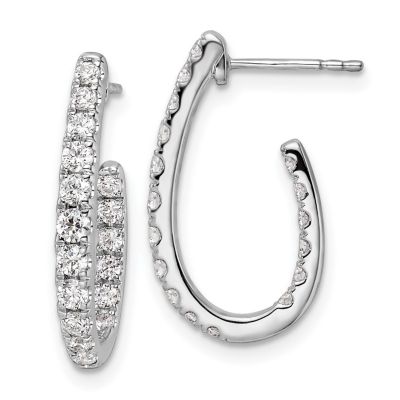 Belk & Co Lab Created 0.996 ct. t.w. Diamond J-Hoop Earrings in 14K White Gold