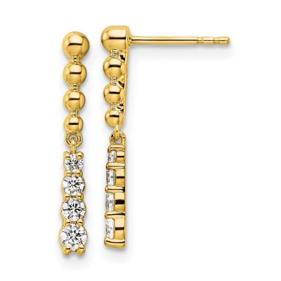 Belk & Co Lab Created 1/3 ct. t.w. Lab Grown Diamond Beaded Bar Post Dangle Earrings in 14K Yellow Gold