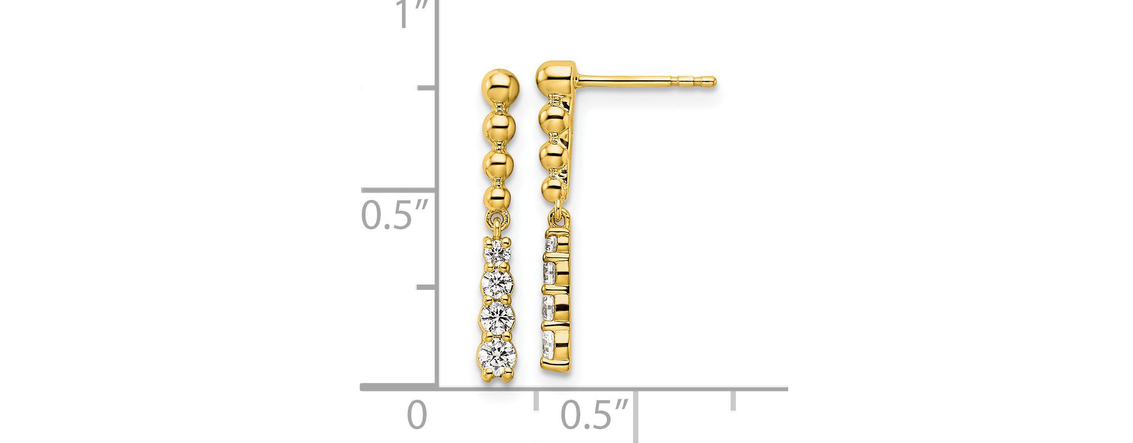 Lab Created 1/3 ct. t.w. Lab Grown Diamond Beaded Bar Post Dangle Earrings in 14K Yellow Gold