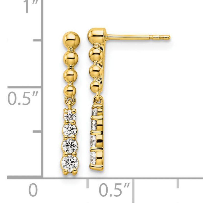 Lab Created 1/3 ct. t.w. Lab Grown Diamond Beaded Bar Post Dangle Earrings in 14K Yellow Gold