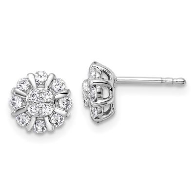 Belk & Co Lab Created 1/2 ct. t.w. Lab Grown Diamond Halo Post Earrings in 14K White Gold