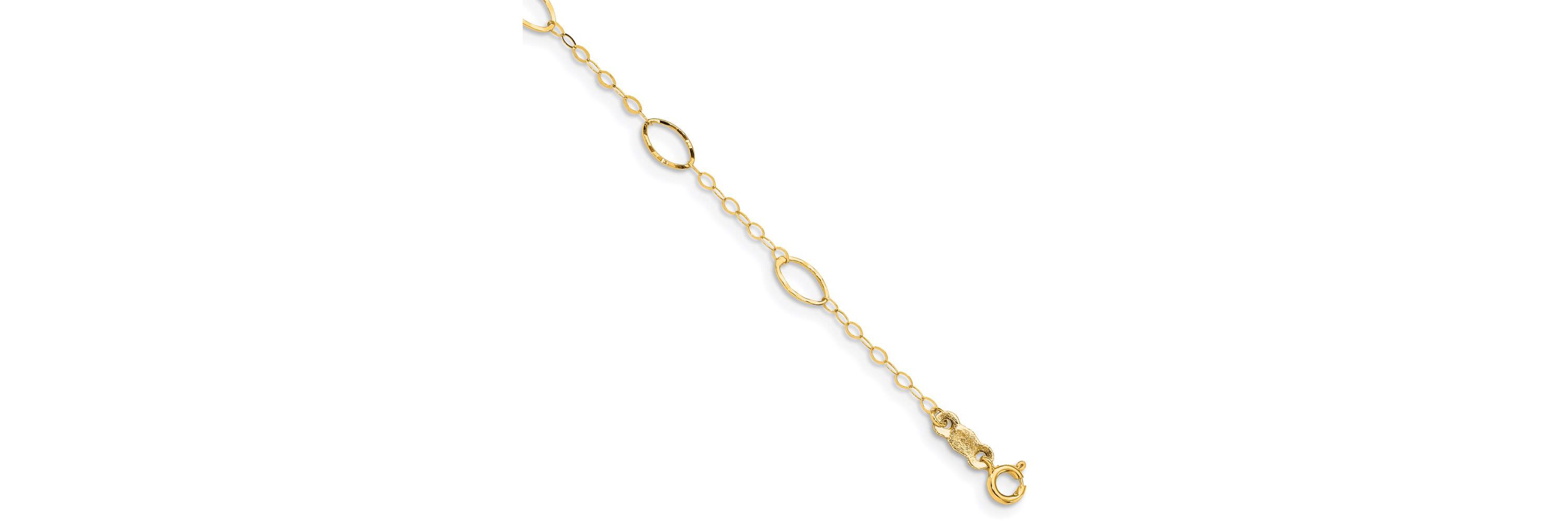 14K Yellow Gold Oval Design Diamond-cut Bracelet