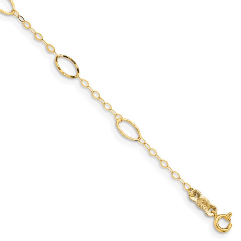 14K Yellow Gold Oval Design Diamond-cut Bracelet