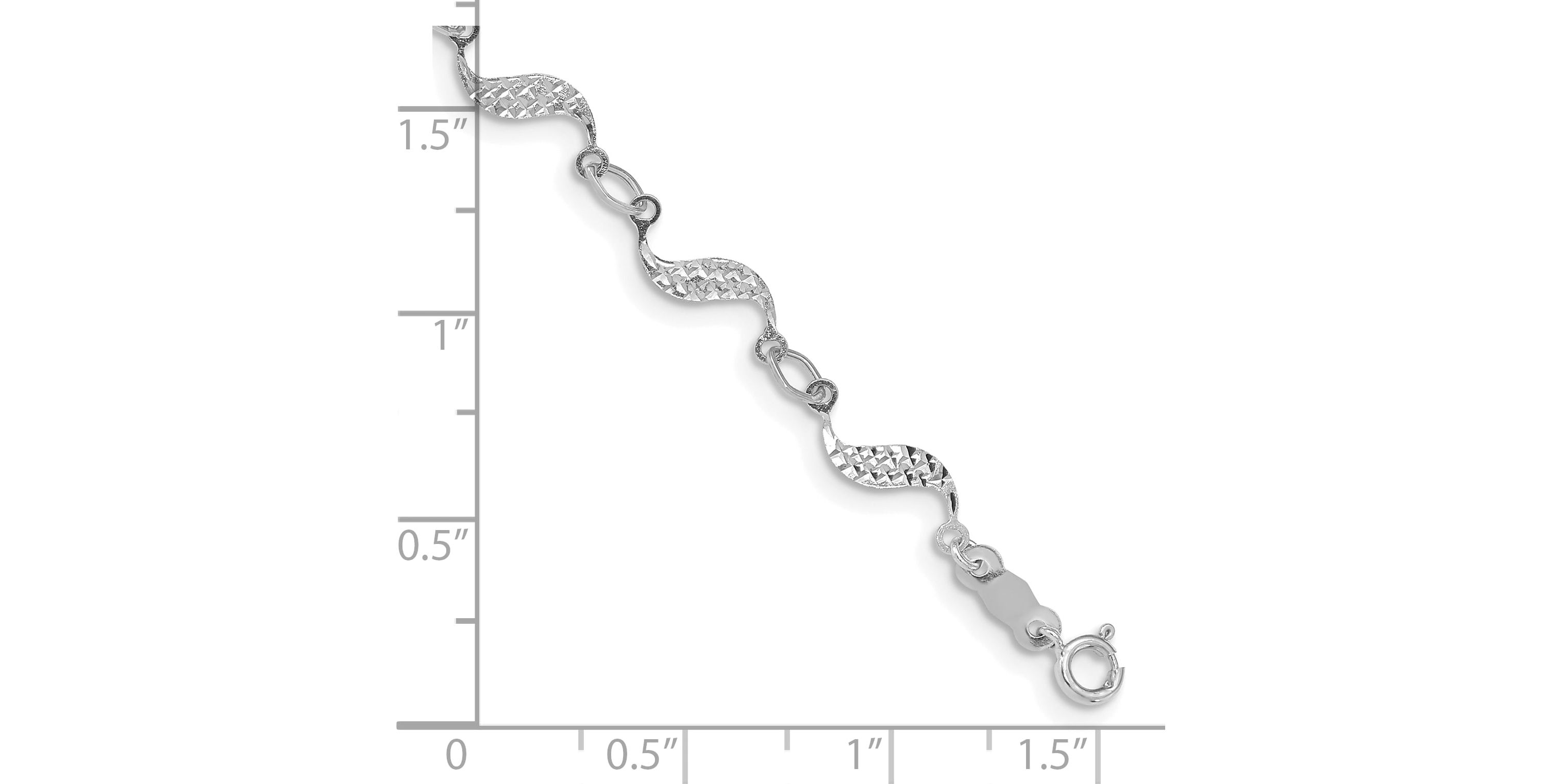 14K White Gold Diamond-cut Bracelet