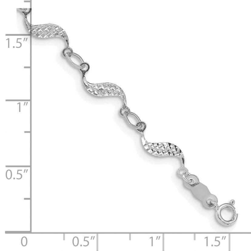 14K White Gold Diamond-cut Bracelet