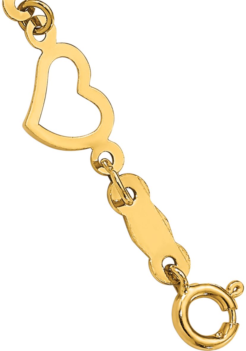 14K Yellow Gold Flat Open Hearts 7.5-Inch Bracelet