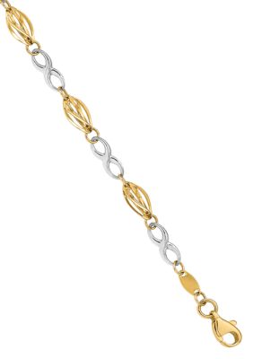 Belk & Co 14K Two-Tone Polished Infinity Symbol 7.5-Inch Bracelet, Yellow