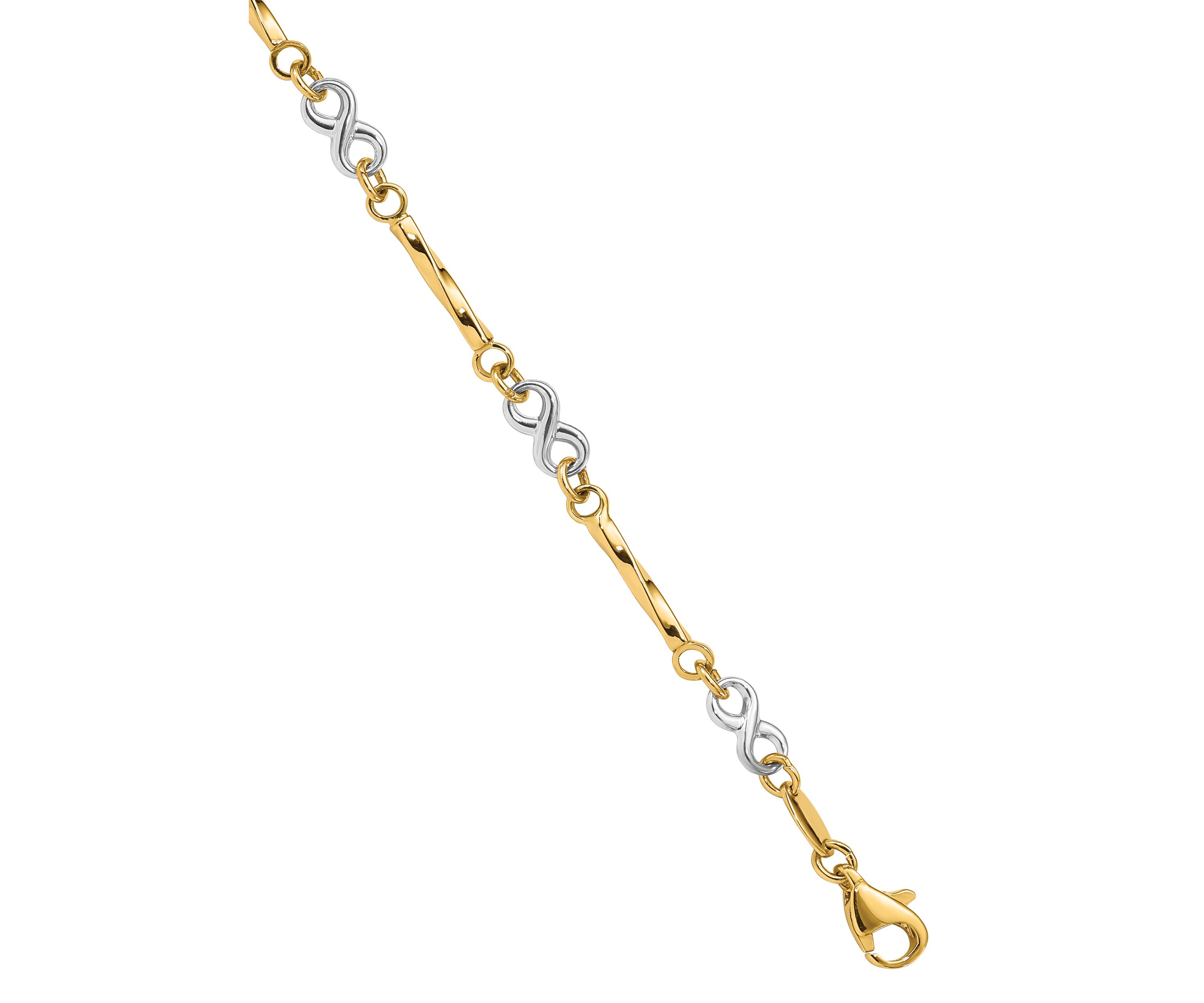 14K Two Tone Fancy Link 7.5 Inch Bracelet