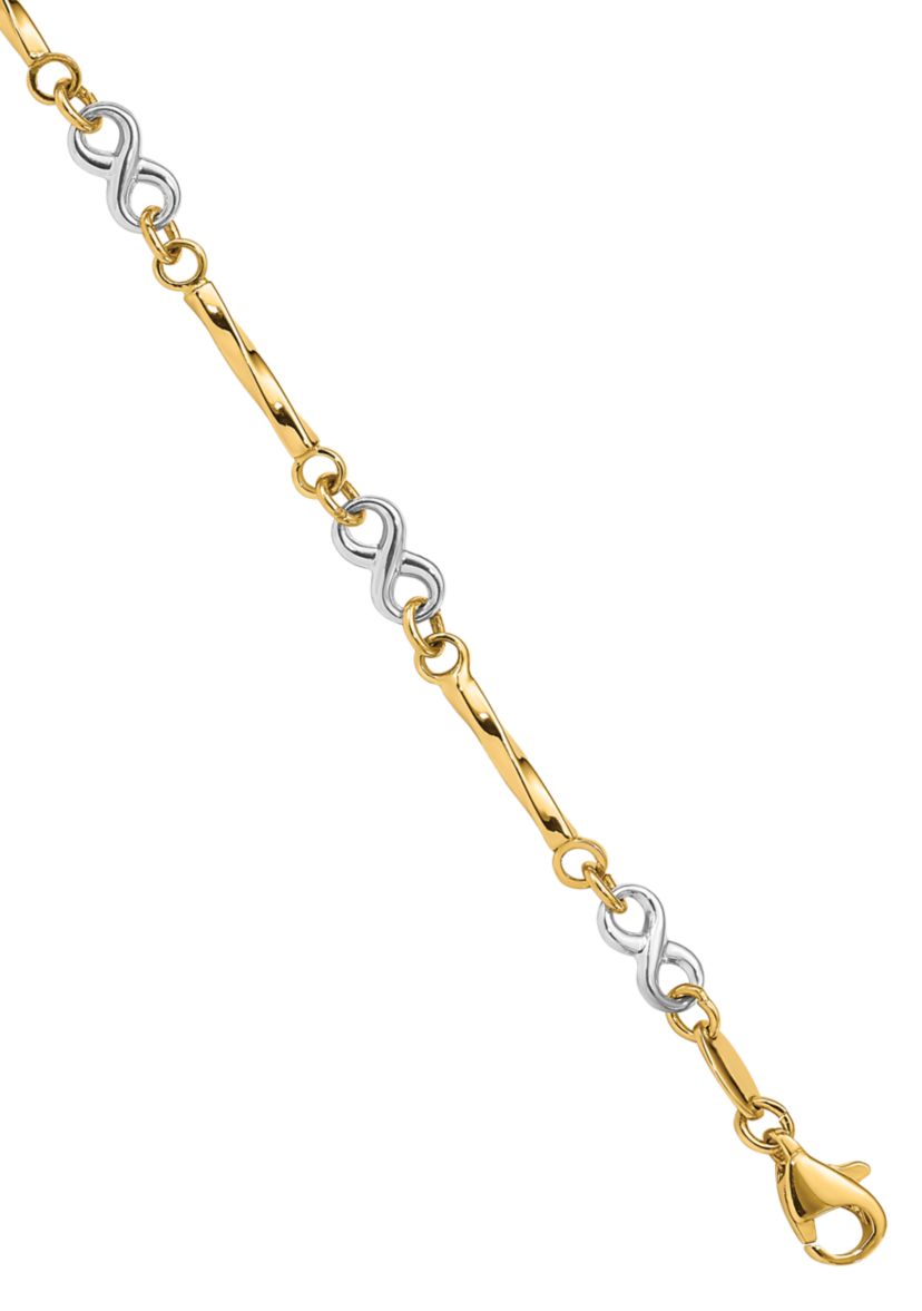 14K Two Tone Fancy Link 7.5 Inch Bracelet