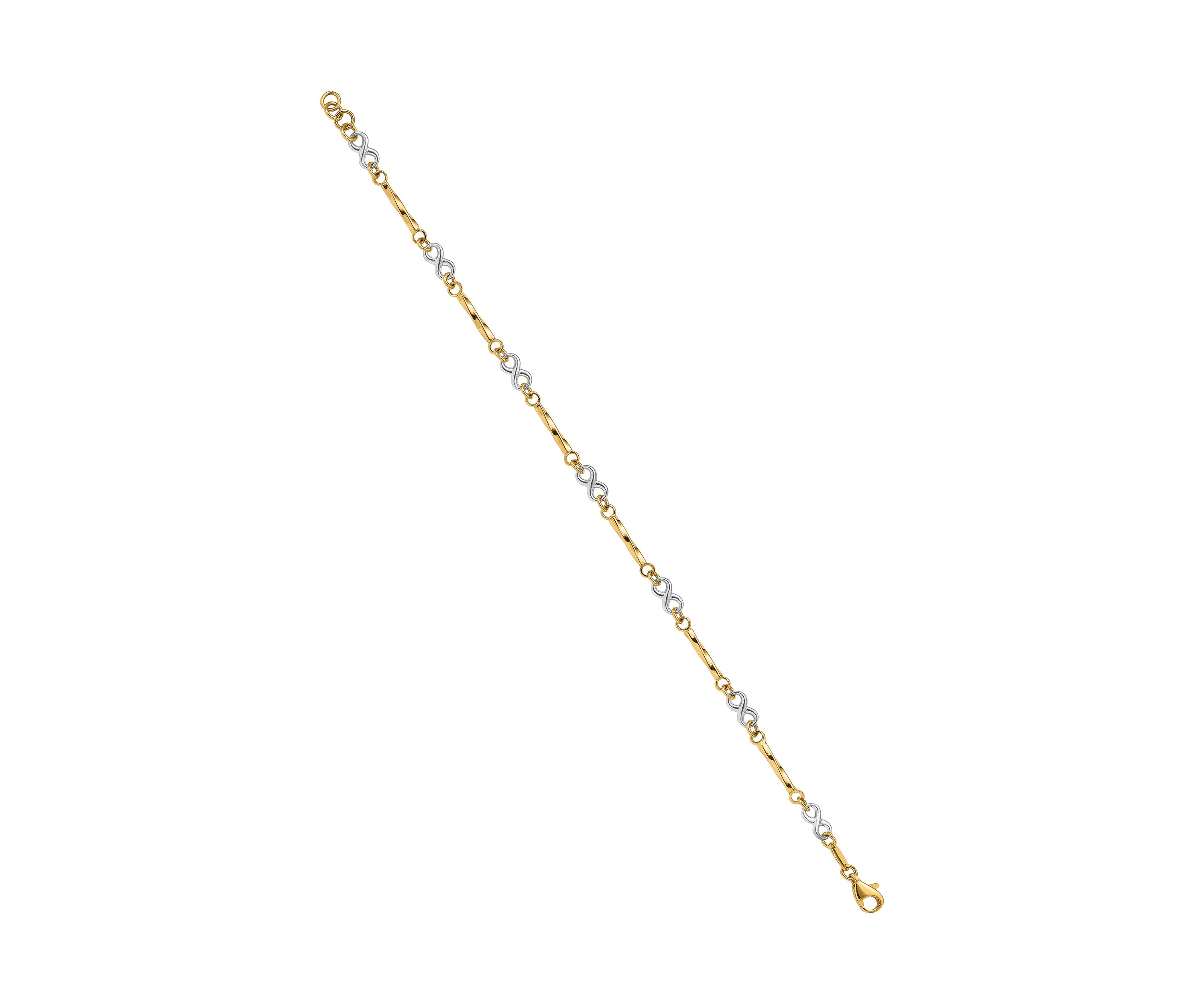 14K Two Tone Fancy Link 7.5 Inch Bracelet
