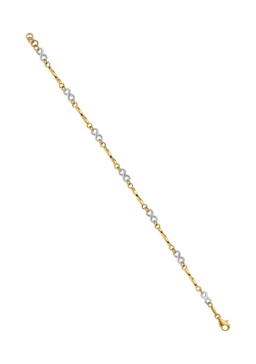 14K Two Tone Fancy Link 7.5 Inch Bracelet