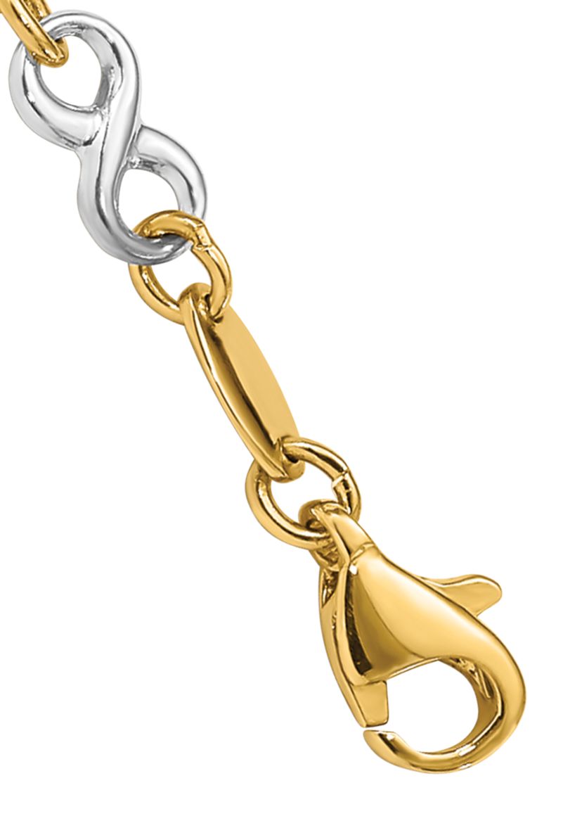 14K Two Tone Fancy Link 7.5 Inch Bracelet