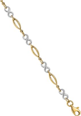 Belk & Co 14K Two Tone Polished Infinity 7.5 Inch Bracelet, Yellow