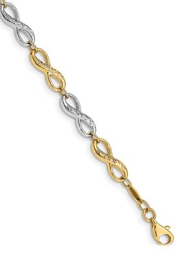 Belk & Co 14K Two-Tone Infinity Symbol 7.5-Inch Bracelet, Yellow