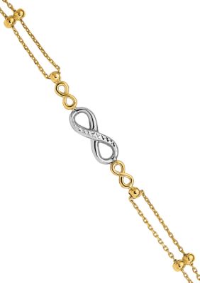 Belk & Co 14K Two-Tone Polished Diamond-cut Multi-Strand Infinity 7.5-inch Bracelet