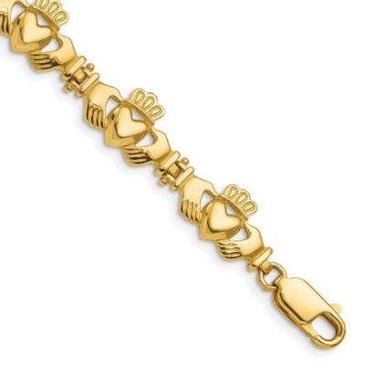 Belk & Co 14K Yellow Gold Polished Claddagh Link Bracelet