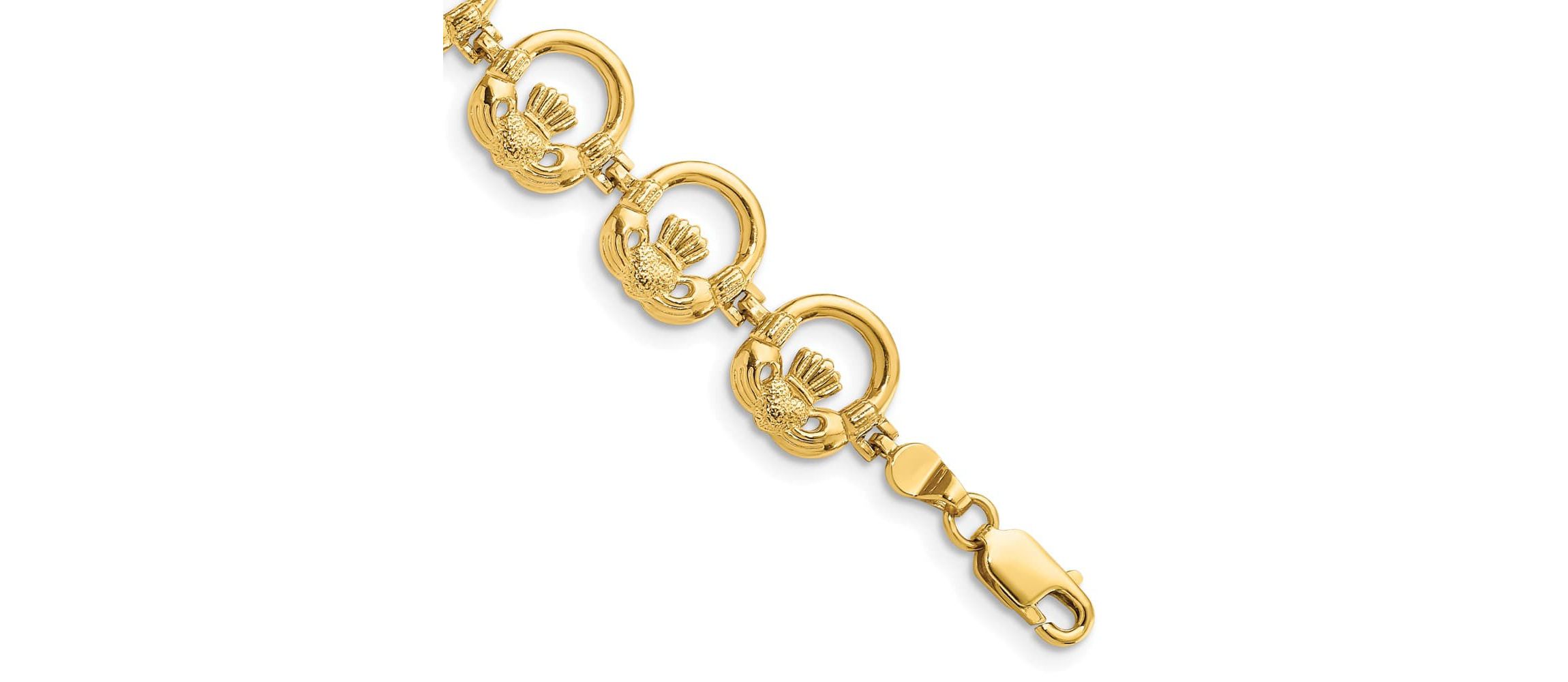 14K Yellow Gold Claddagh Circle Horizontal Bracelet