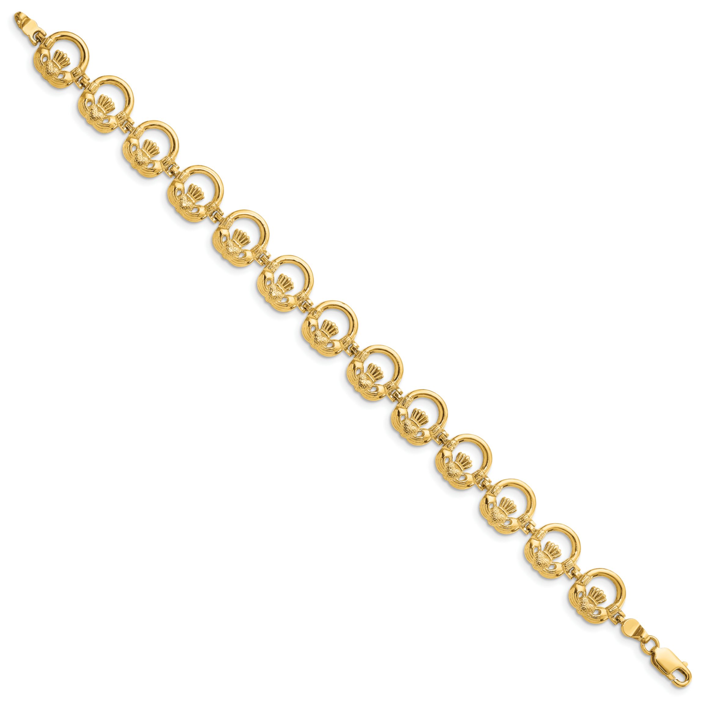 14K Yellow Gold Claddagh Circle Horizontal Bracelet