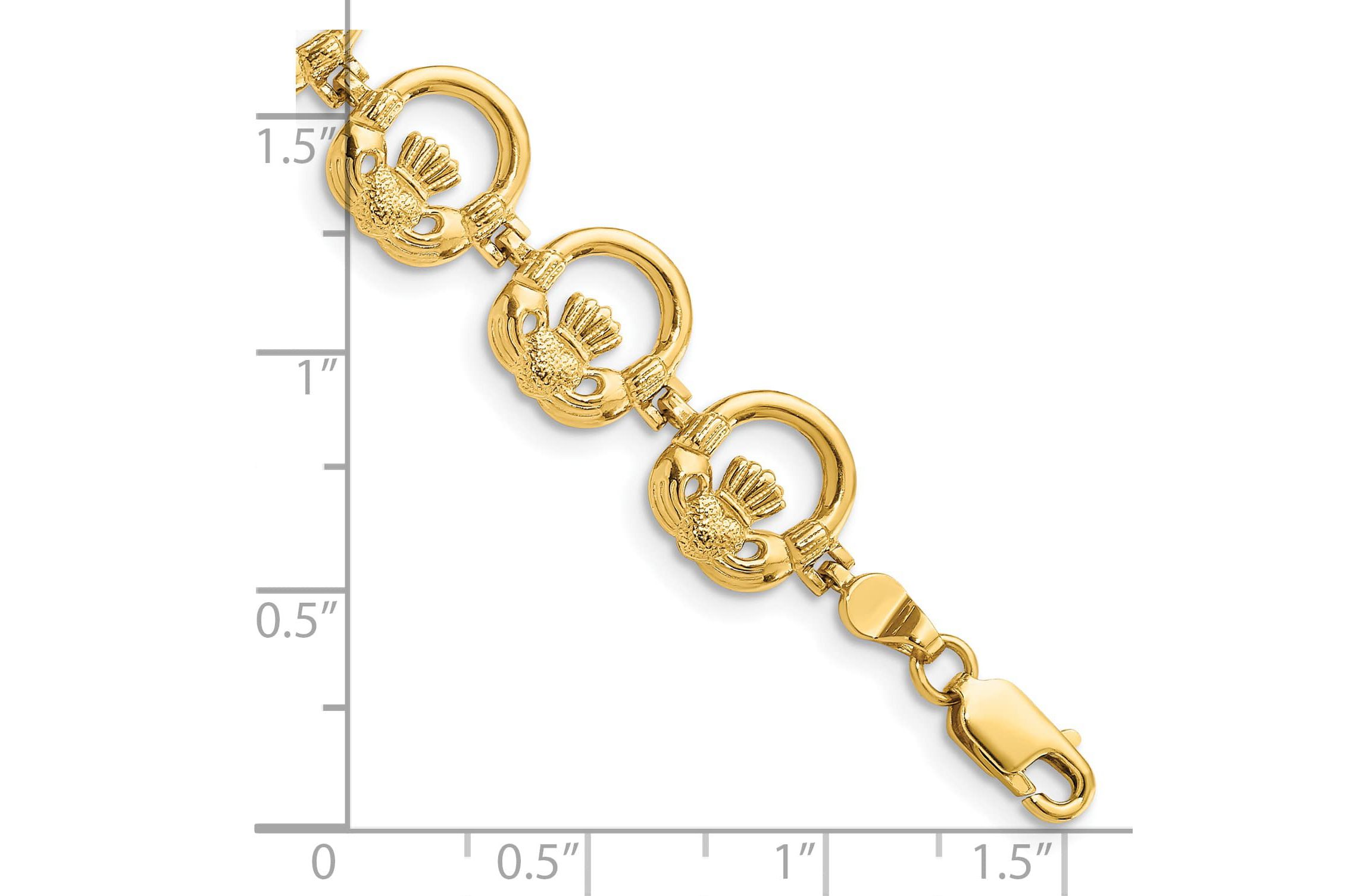 14K Yellow Gold Claddagh Circle Horizontal Bracelet