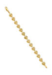14K Yellow Gold Polished Diamond Cut Hearts 7 Inch Bracelet