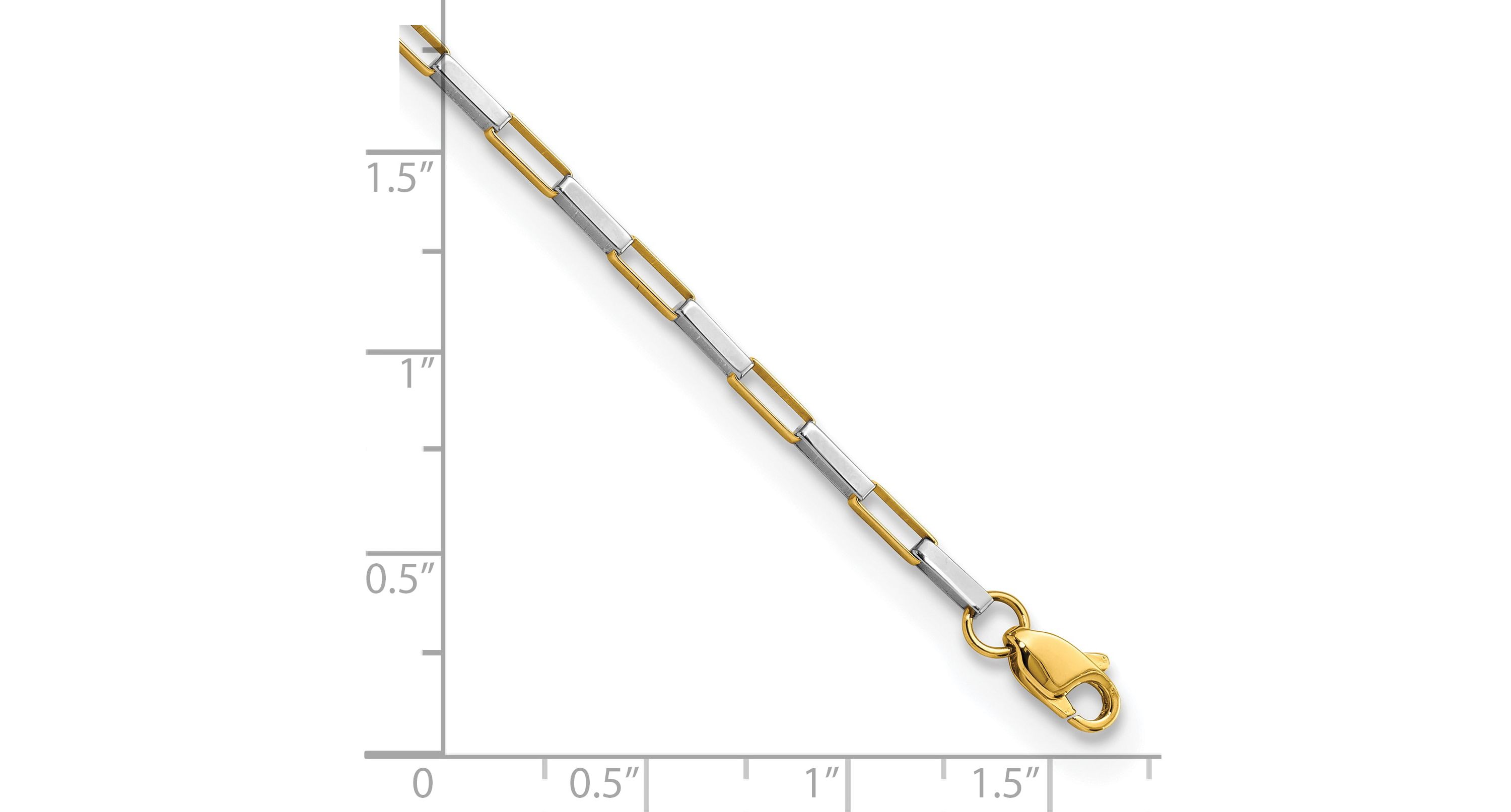 14K Two-tone Polished Fancy Box Links 7.5-inch Bracelet