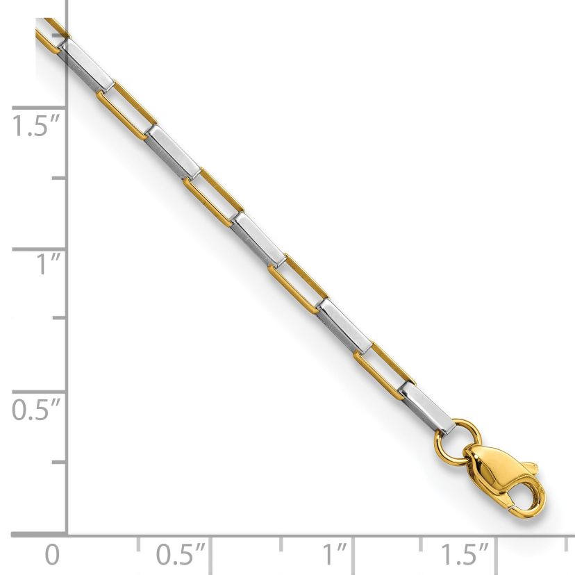 14K Two-tone Polished Fancy Box Links 7.5-inch Bracelet