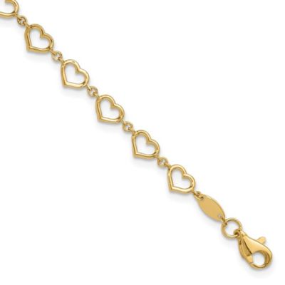 Belk & Co 14K Yellow Gold Polished Heart Link Bracelet