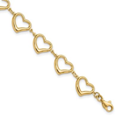 Belk & Co 14K Yellow Gold Polished Heart Link Bracelet