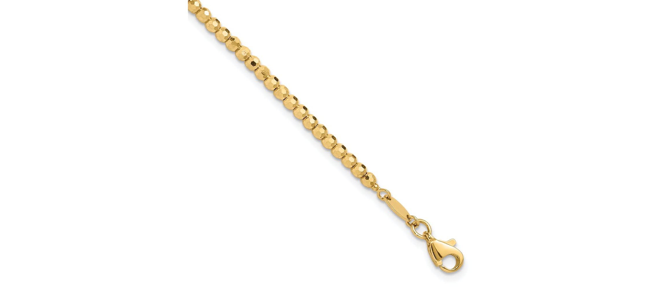 14K Yellow Gold Polished and Diamond-cut Beaded Bracelet