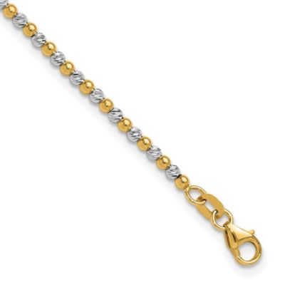 Belk & Co 14K Two-tone Diamond-cut Beaded 7.5-inch Bracelet, Yellow